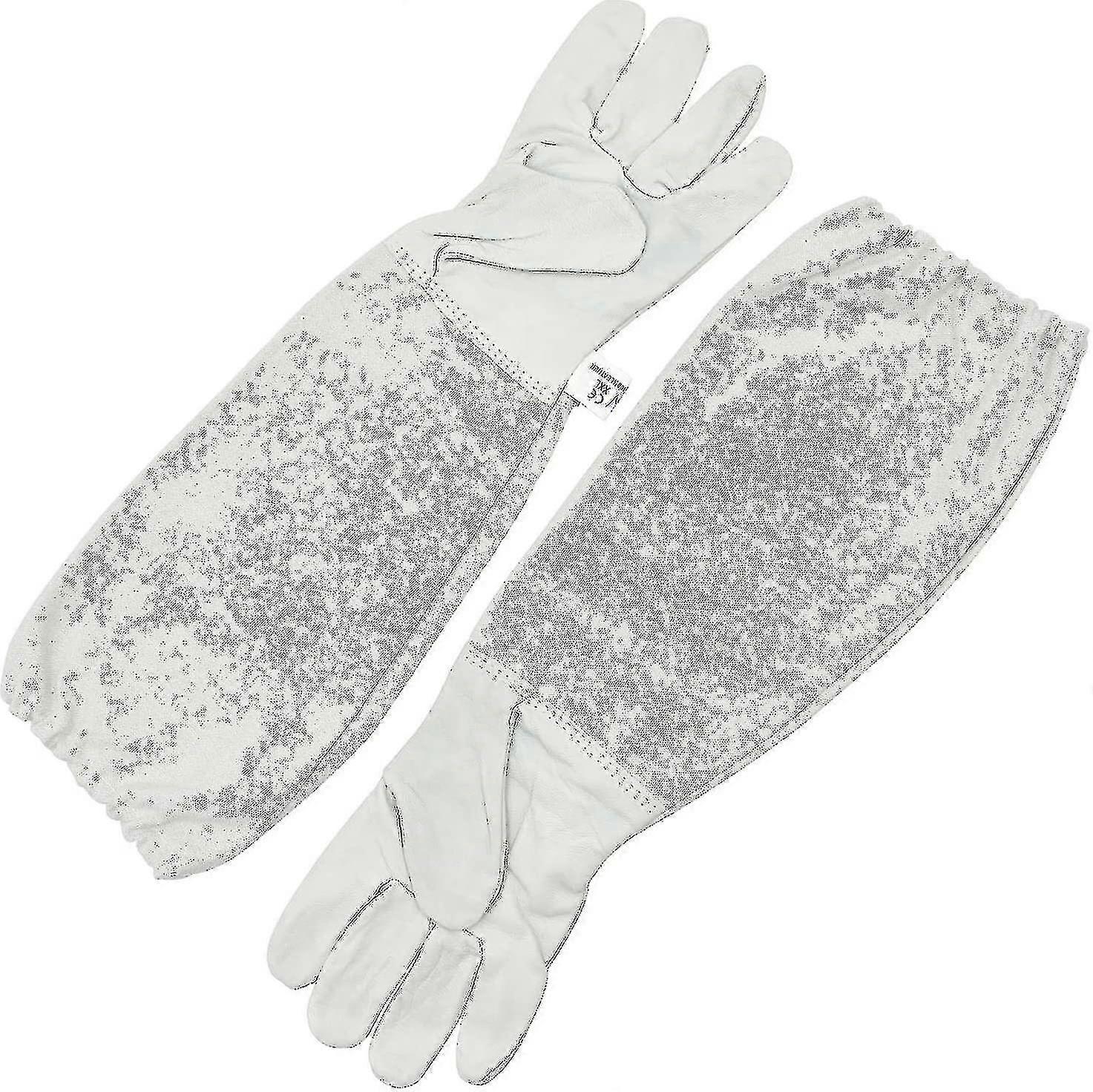 قفازات مربي النحل من جلد الماعز بأكمام طويلة مهواة للمبتدئين مربي النحل ، الرجال والنساء ، النحل (49 × 17 سم)