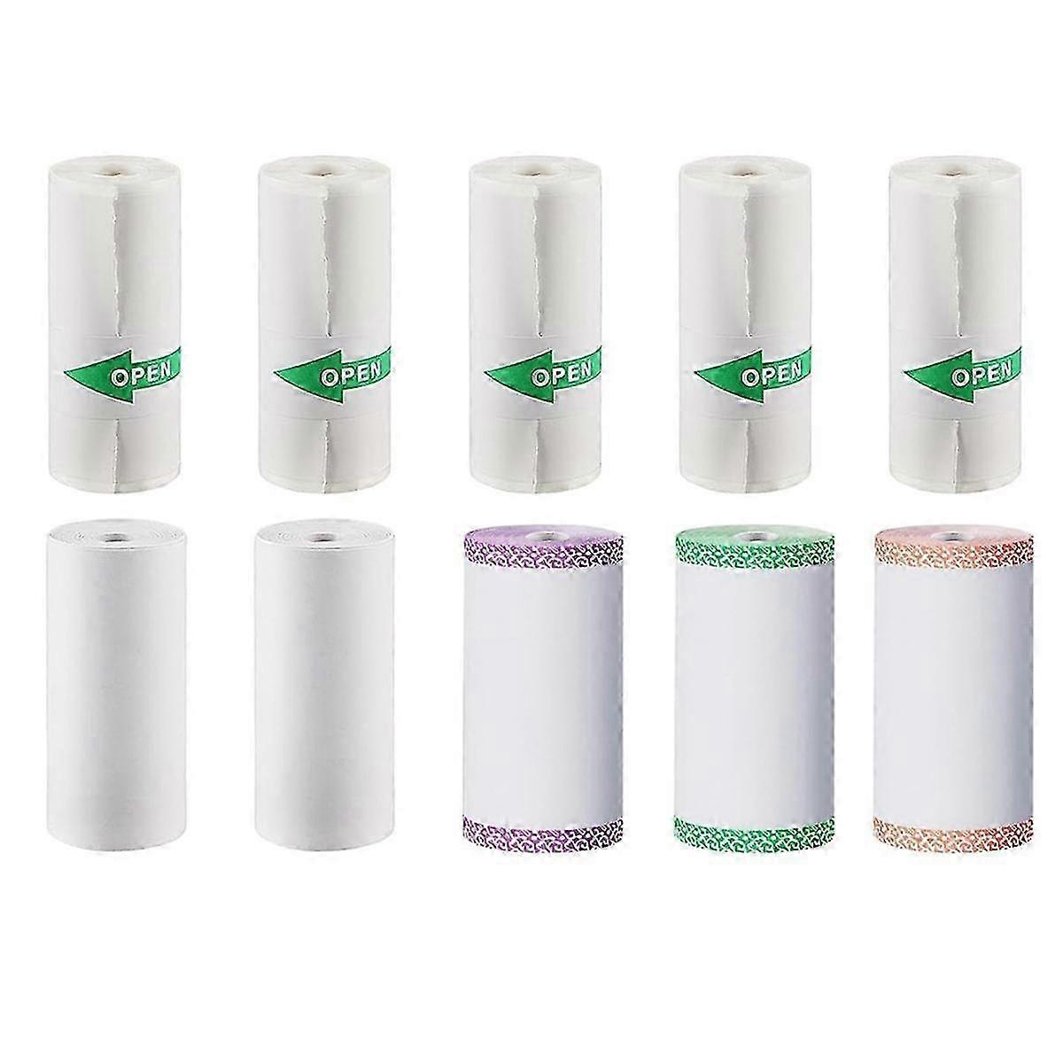 10 ρόλοι θερμικό αυτοκόλλητο χαρτί αυτοκόλλητων, για το μίνι φορητό Therm εκτυπωτή απόδειξης αυτοκόλλητων ετικετών