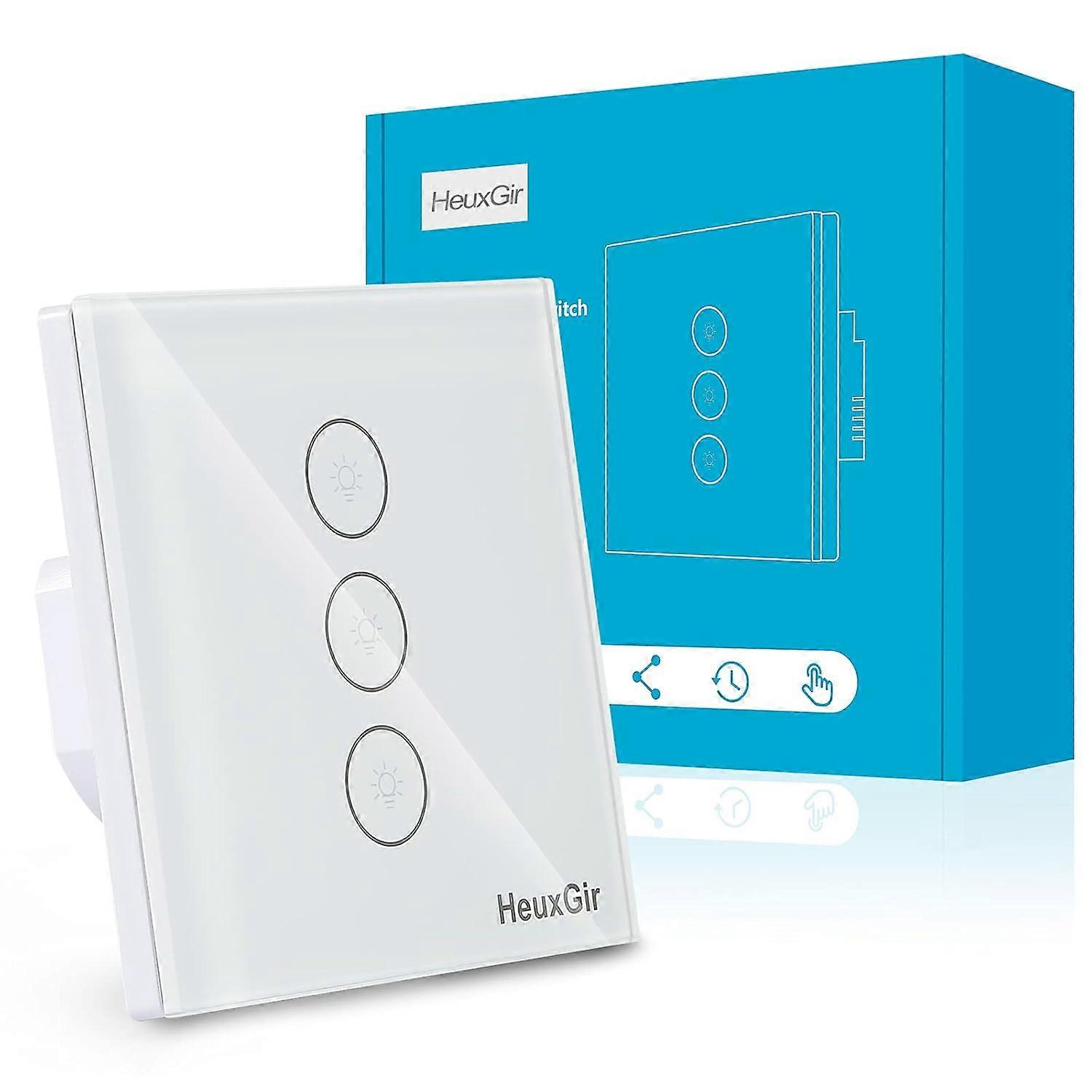 Wifi Connected Switch, Compatible With Alexa And Google Home (Neutral Wire Required), Smart Switch With Touch Screen, Timer And Share