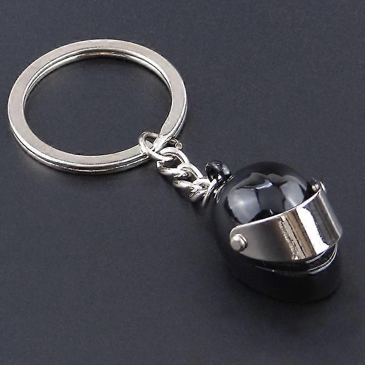 دراجة نارية خوذة سلسلة المفاتيح ، عصري قاطرة نمط Keyring ، حقيقي جدا مثل عيد ميلاد ، هدية عطلة (أسود وفضي)