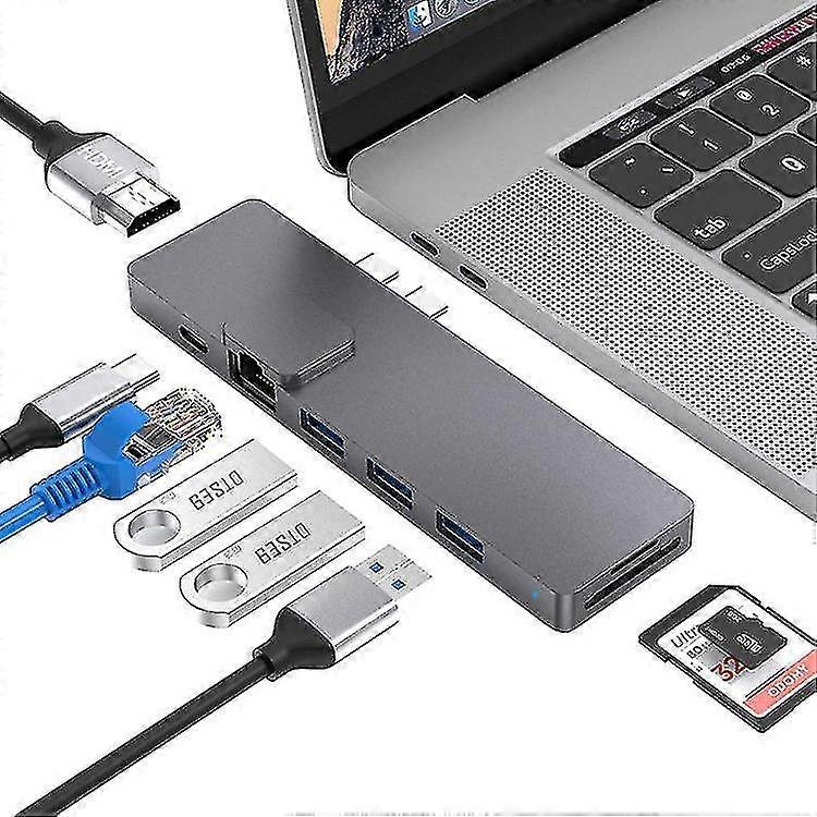 Type-c Hub 8-in-1 Usb 3.0 Pd Hub Read 4k Hd Rj45 Hub Doc Stat