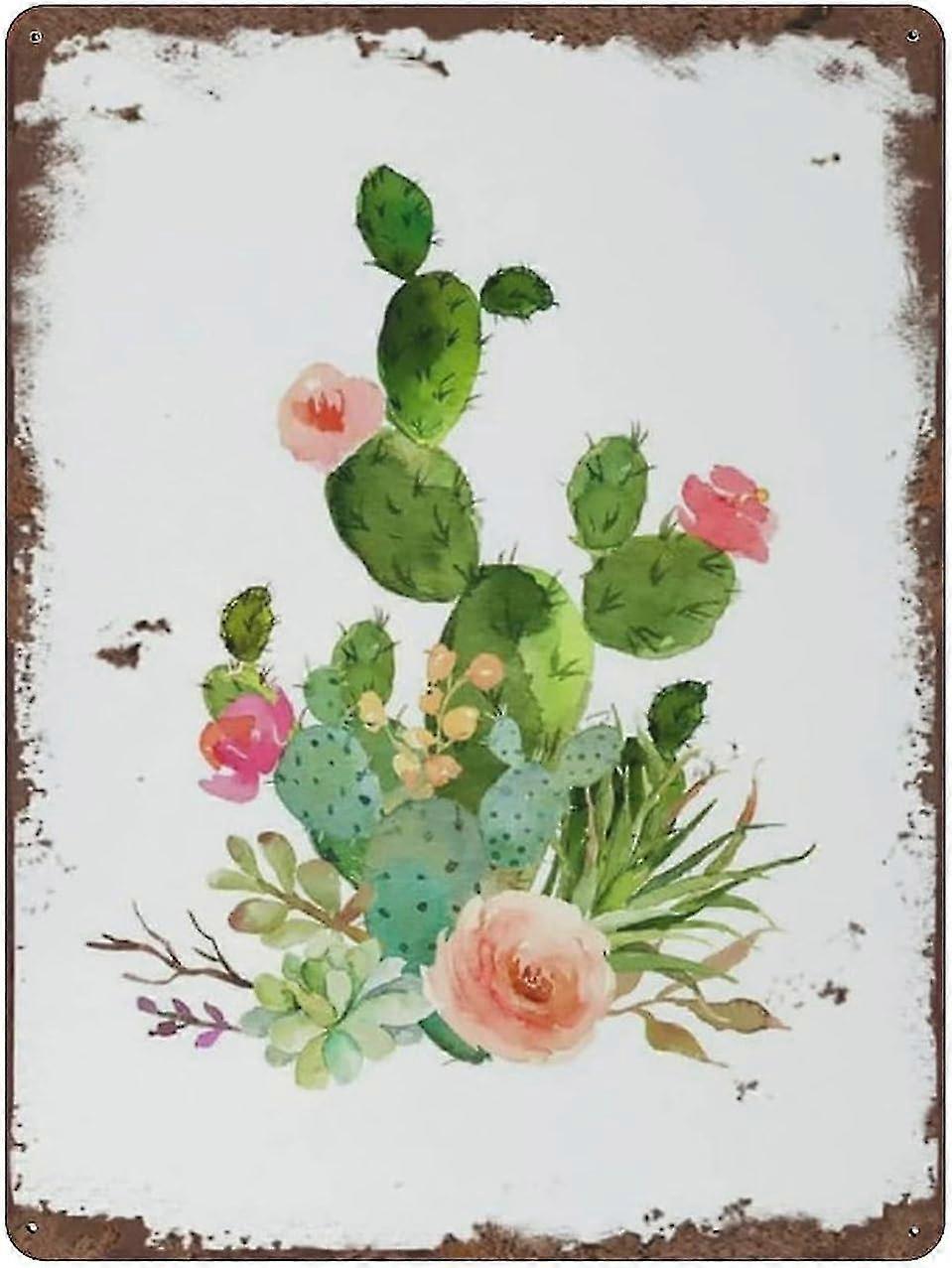 Placa de Metal Floral Suculenta Buquê Vintage Cartaz de Lata Placa de Metal 8x12 Polegadas OU 12x16 Polegadas Modo 2