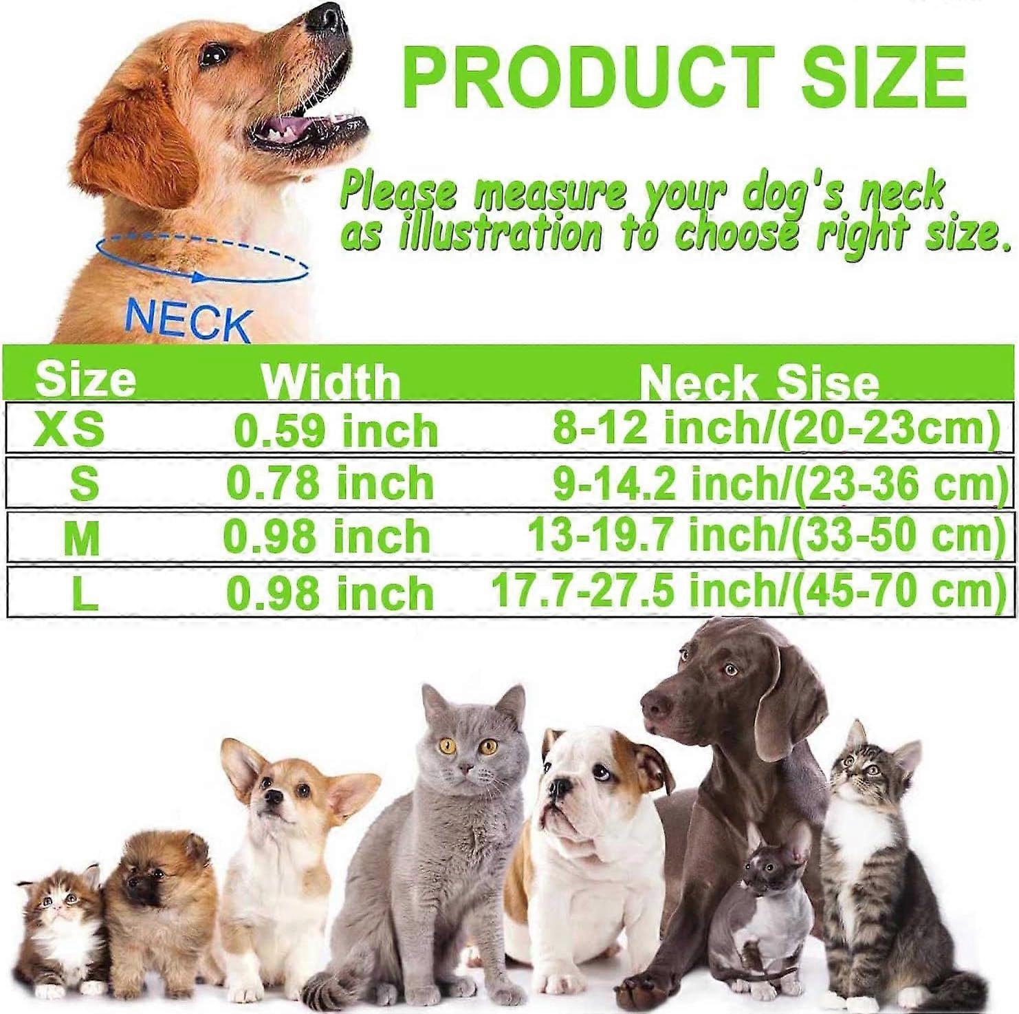 犬用首輪、柔らかいネオプレンパッド付きの反射調節可能なベーシック、子犬用小型中型大型犬用の耐久性のあるナイロン首輪、緑、L:17.5-27.5インチ