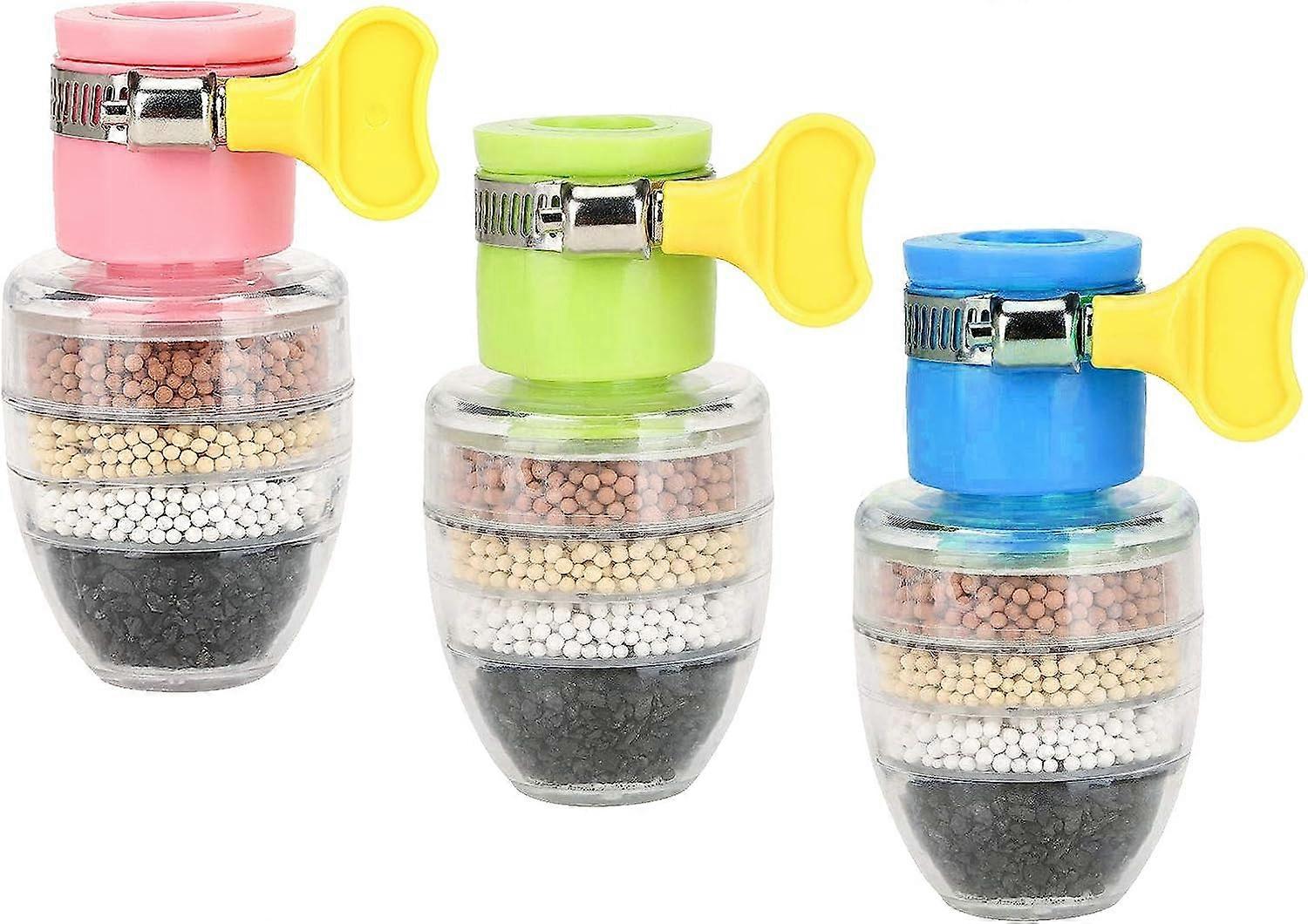 3Pcs Mini Faucet Water Filter 6 Layers Activated Carbon Water Faucet Charcoal Faucet Water Clean Purifier Filter Cartridge Kitchen Water Filter Faucet