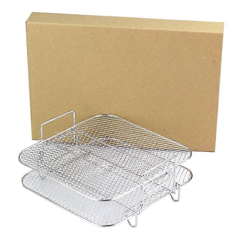 Air Fryer Rack Square Two Layers Racks,Stainless Steel Dehydrator Accessories Rack,Air Multi-Layer Fryer 4.2-5.8QT