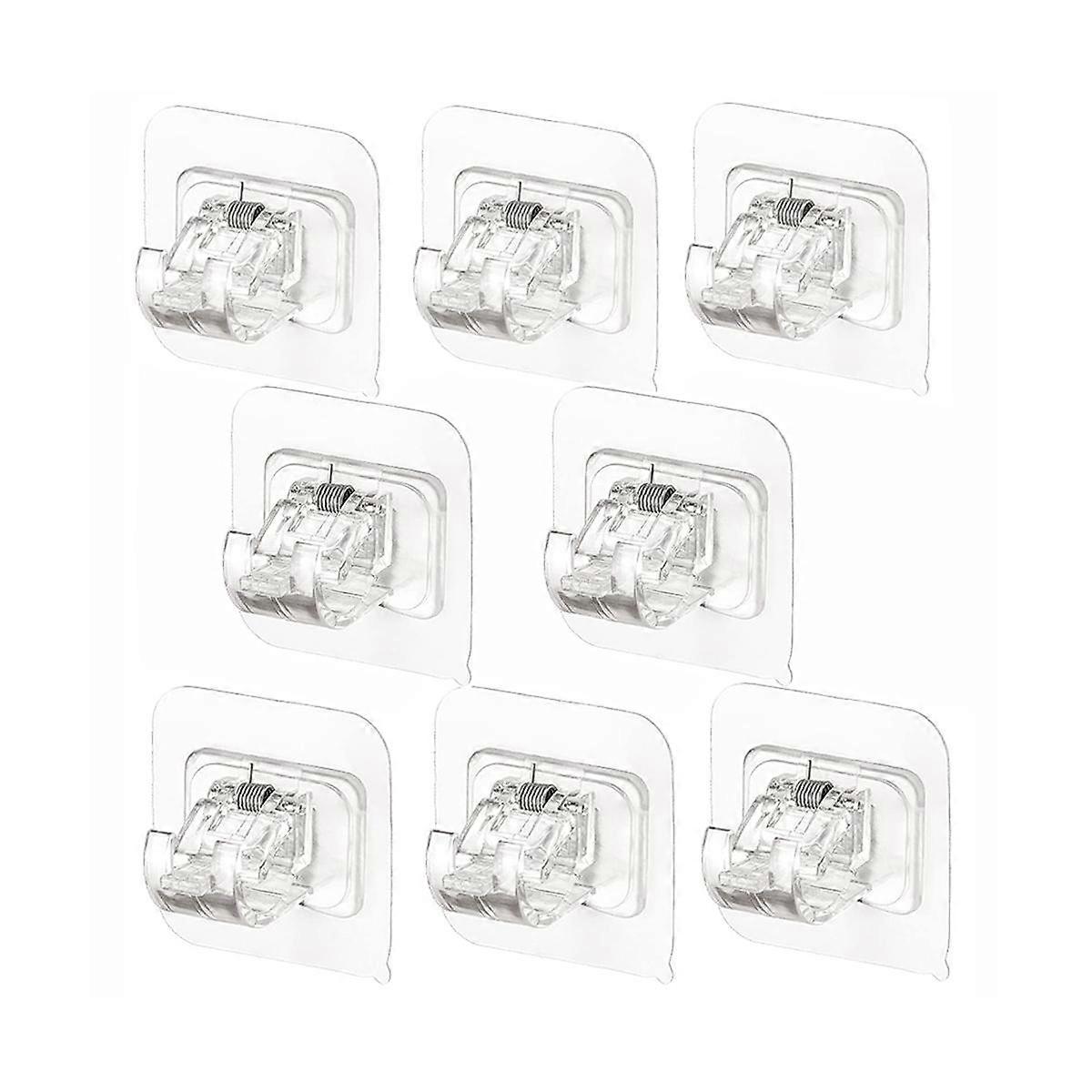 26PCS Curtain Rods No Drill Curtain Rod Brackets Hooks Nail Free Adjustable Stick on Curtain Rod Transparent Hook