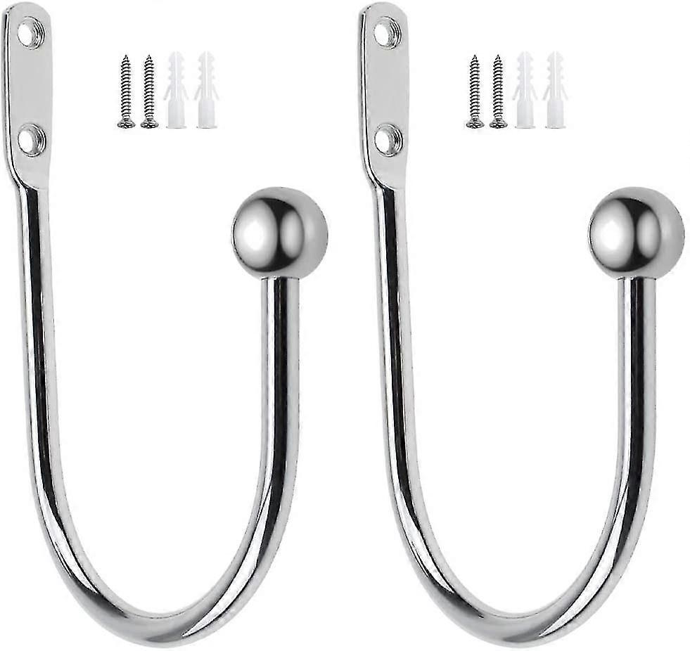 2 Pieces Metal Curtain Holdback Decorative Curtain Drapery Holdbacks Arms Wall Mounted Curtain Tie Backs Drapery Holdbacks Hooks With Screws For Fixed