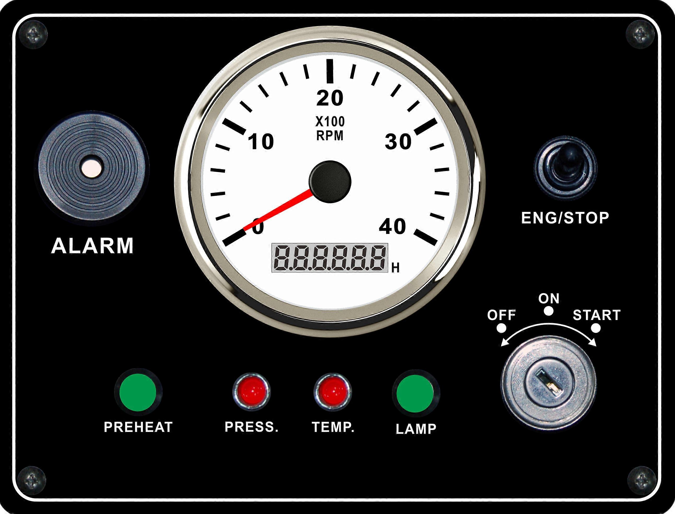 Multi-function Gauge Panel 24V Engine Panel Instrument Assembly with 3K 4K Tachometer and Ignition Key 210*160 mm For Boat Car