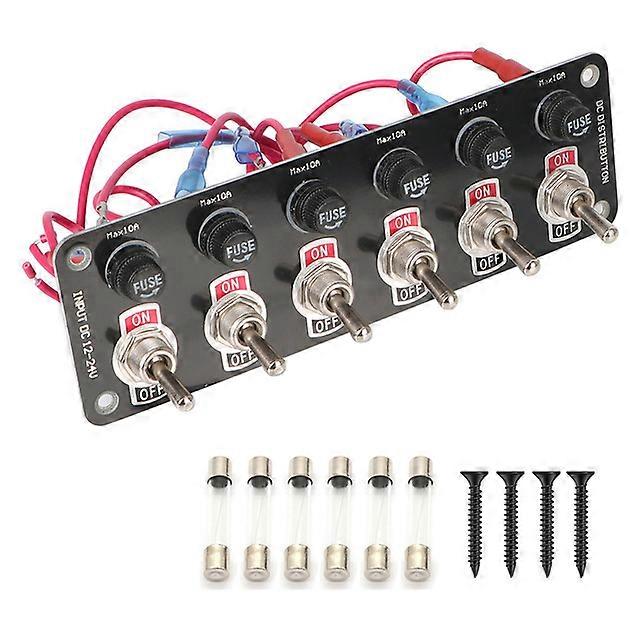 12V 24V Car Accessories 6 Gang Toggle Switch Panel With 10A Fuse Racing Rv Camper Marine For Yachts On/Off Rocker Toggle Switch