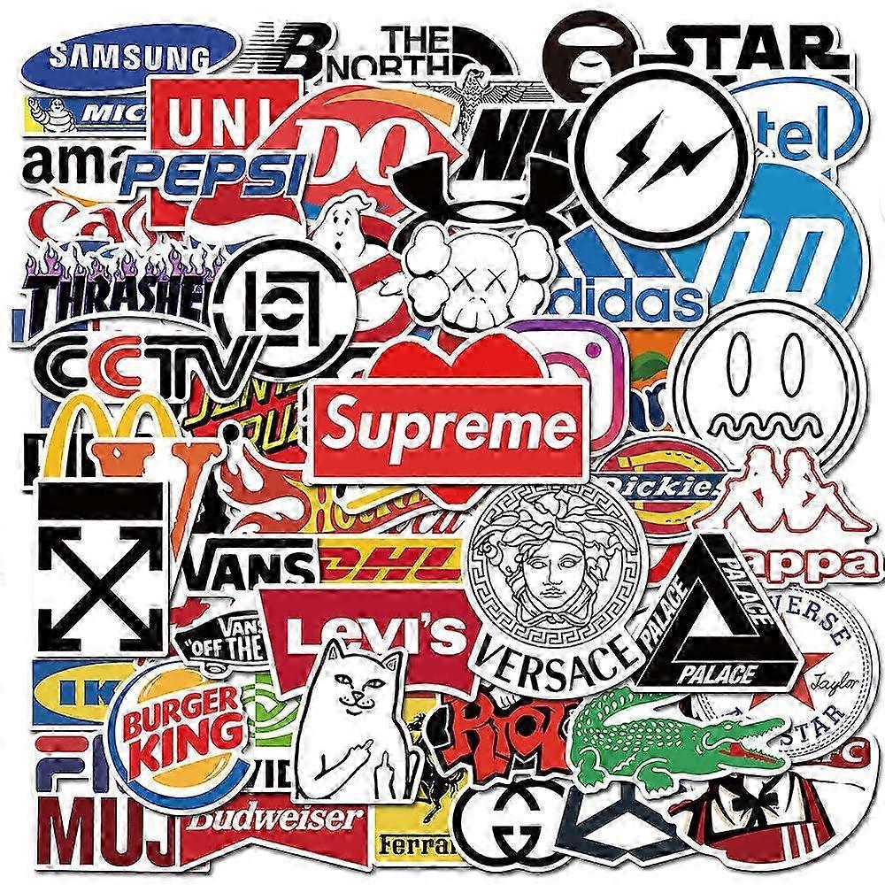 50pcs מגניב מדבקות לארוז, המותג טרנדי מדבקות עמיד למים, מדבקות ויניל עבור בקבוק מים נייד מזוודות טלפון גיטרה קסדות, סקייטבורד מדבקות עבור