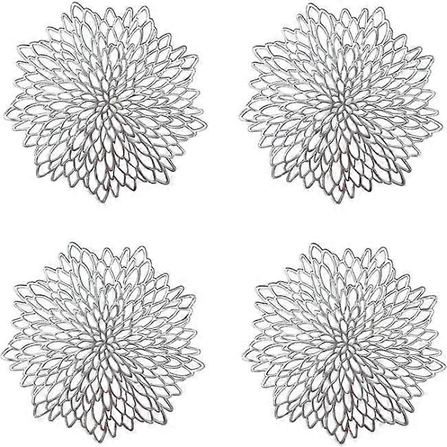 4 deler Silver bordtlett, ihligt round bordtlett, round plats