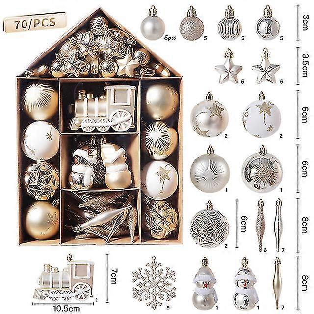 70stk/æske julekuglepynt sæt juletræ hængende vedhæng Hjem nytårsgaver dekorationsforsyninger 2023 Navidad Noel