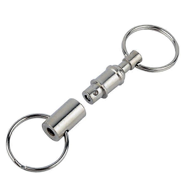 Pull-Apart Quick Release Silver Key Ring Easy Detach Double Snap Key Chain