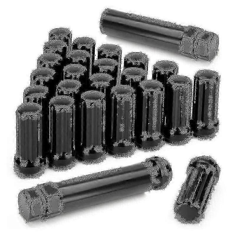 M14x1.5 Lug Nuts 24 Pieces 14mmx1.5 7 Spline Drive Awl Acorn Cone Lug Nuts 2inch Long Black With 2