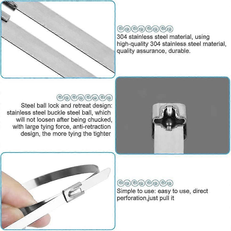 Stainless Steel Metal Cable,100pcs Metal Zip Ties,steel