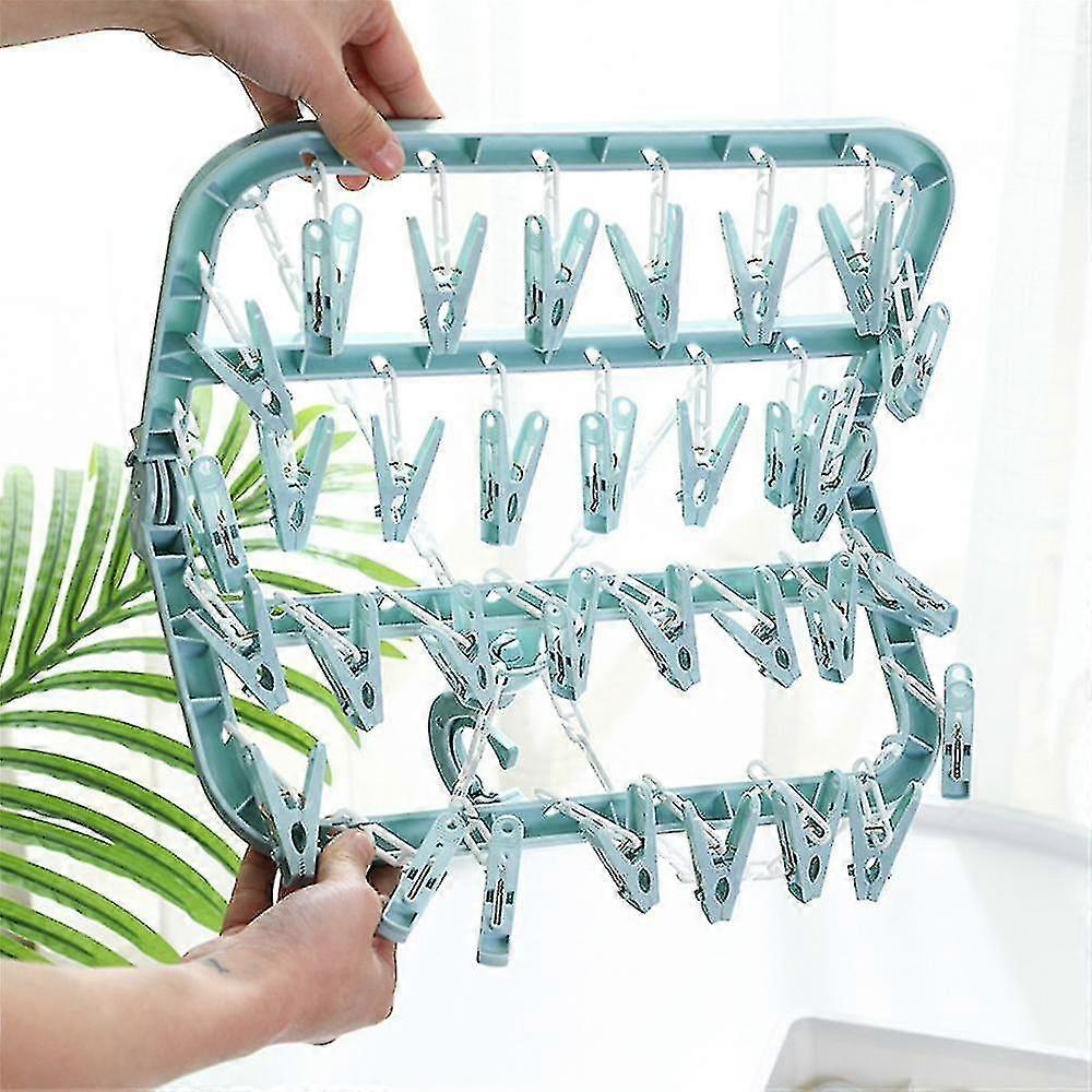 Plastic Drying Rack With 32 Clips Windproof Socks Multi-purpose Drying Rack