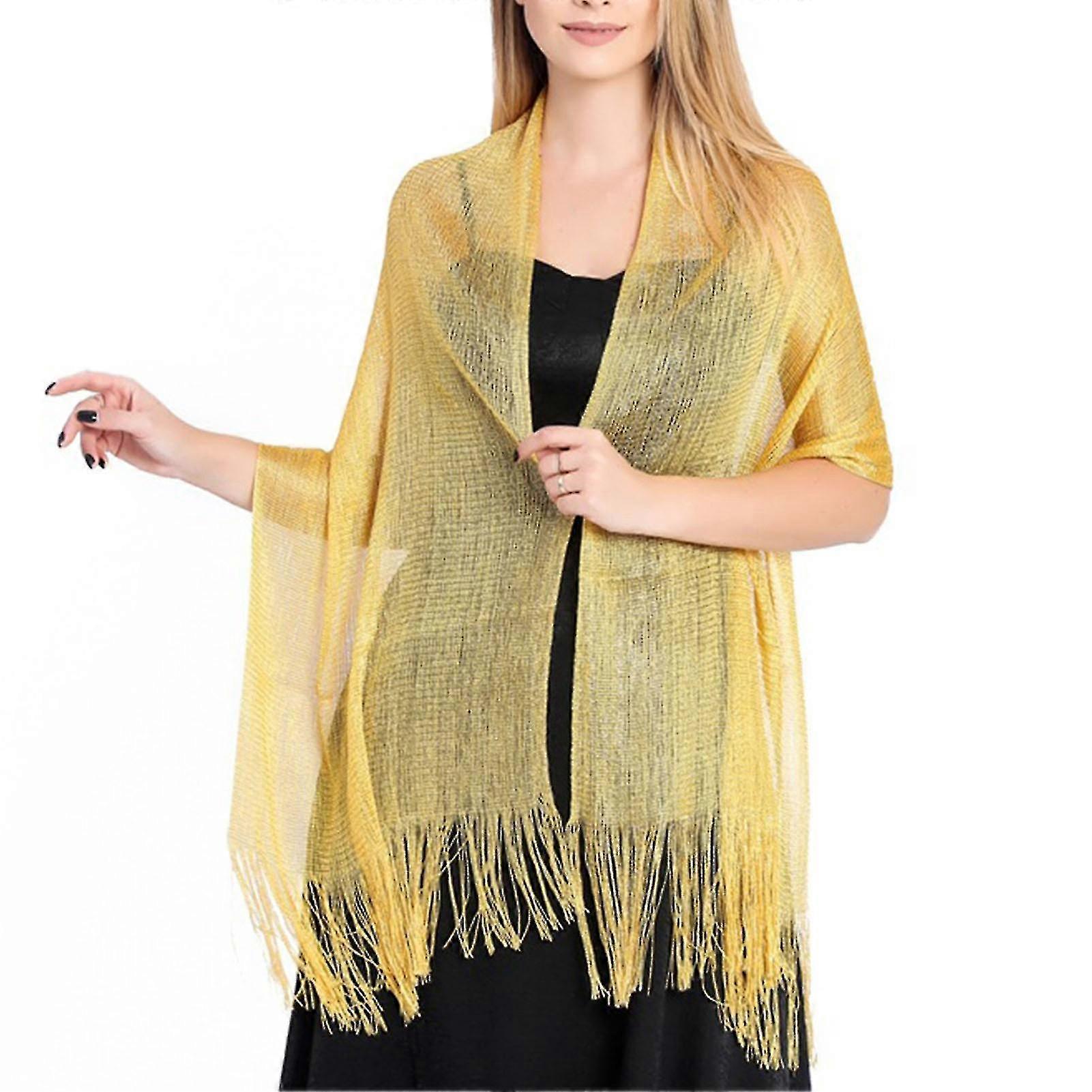 Elegant Bride Shawl Ultralight Pure Color Tassels Decor Evening Shawl For Female