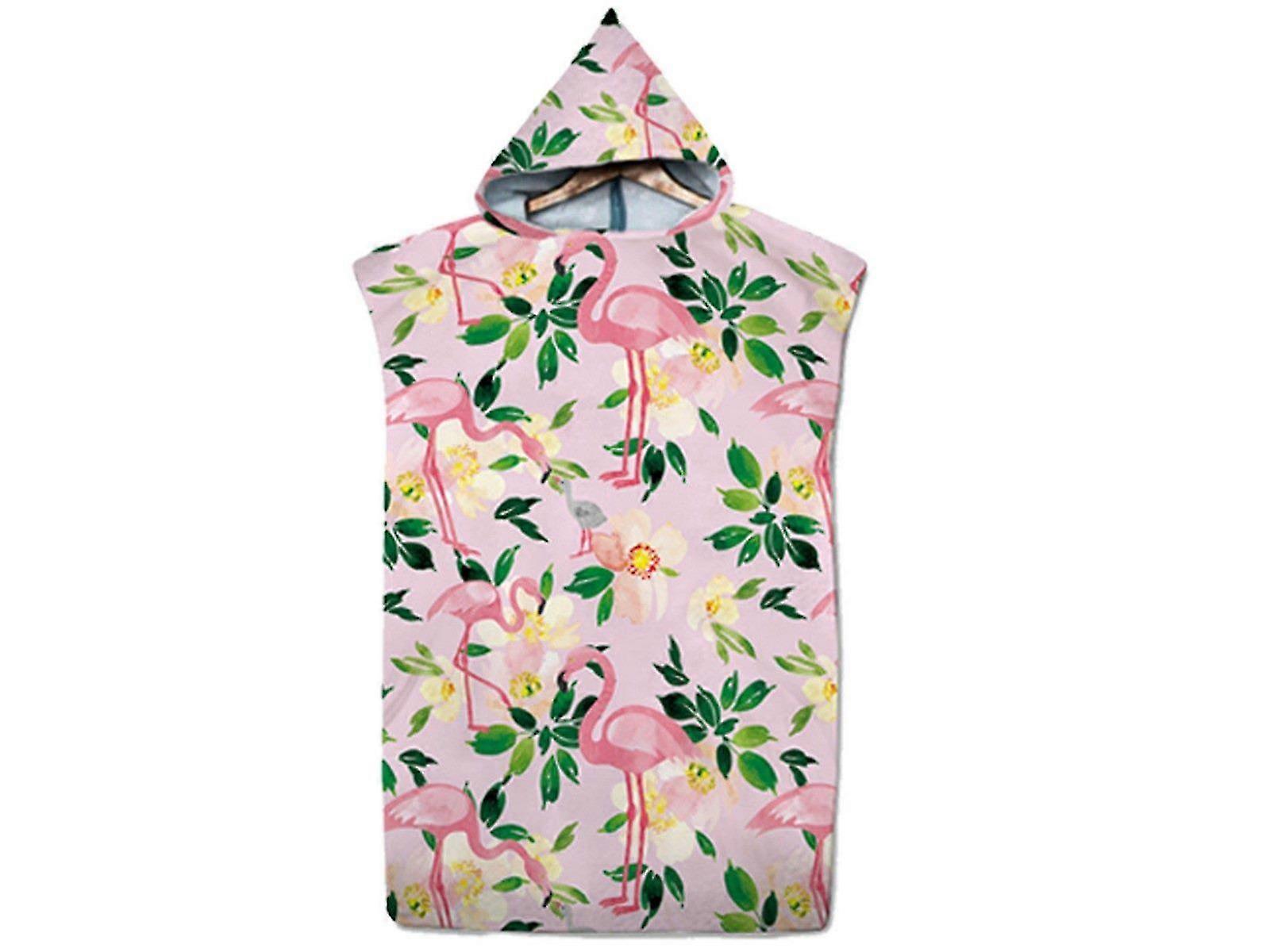 74x110cm Flamingo Hooded Beach Towel Changing Robe Quick Dry Bathrobe Style 2