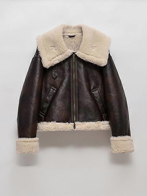 נשים חדשות ז'קט פרווה דמוי עור עבה חורף חורף נקבה בגדי רחוב אופנוען אופנוען מעיל רוכסן וינטאג ' מעילים וז'קטים