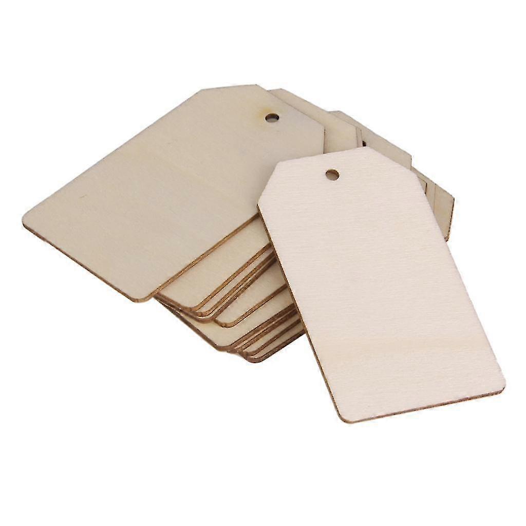 10pcs Wooden Rectangle Craft Shape Tags Embellishments Hanging