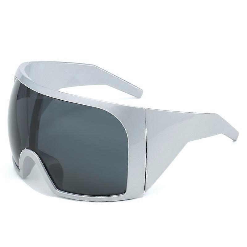 Oversize Moda Y2k Wrap Around Sunglasses para adulto Big Frame Black Shades Luxury Brand Design Punk Sun Glasses One Piece