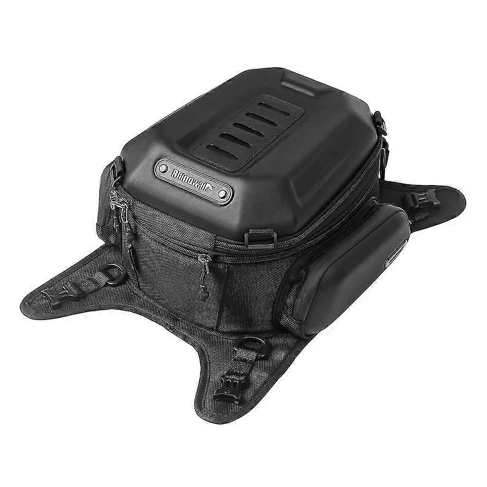 حقيبة خزان دراجة نارية RHINOWALK MTR3001 EVA Hard Shell قابلة للتوسيع بمقبض مطاطي - ألياف الكربون Bl أسود غير لامع