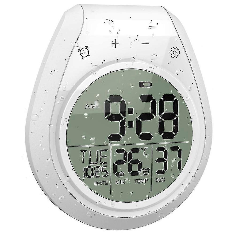 Digital Shower Clock Waterproof, Bathroom Timer Clock, Digital Kitchen Wall Clock, Lcd Display, 12/,white new