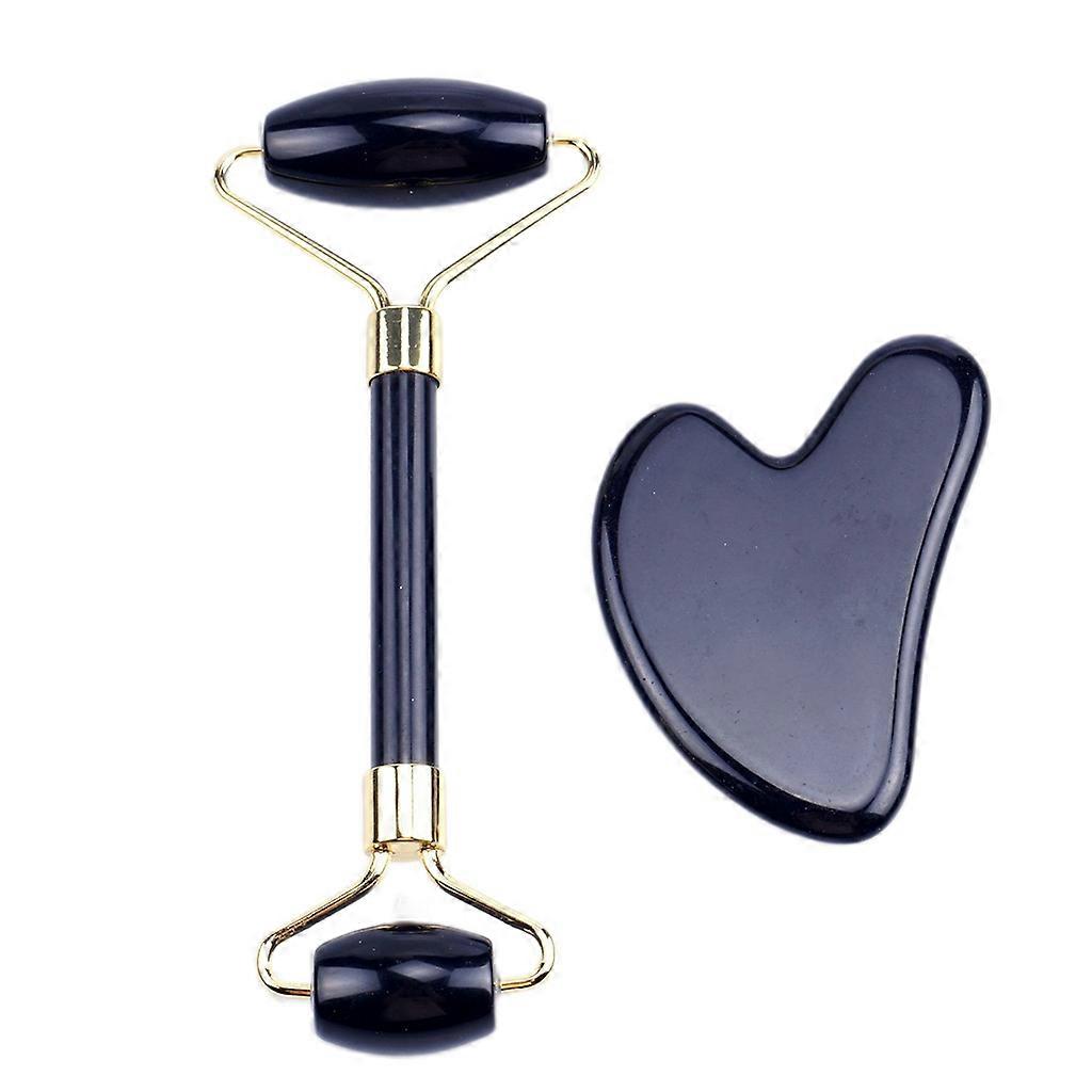 Jade Roller Gua Sha Massage Kit Anti-Aging för Eye Puffiness Behandling Hud Åtstramning Föryngra Ansikte Hals