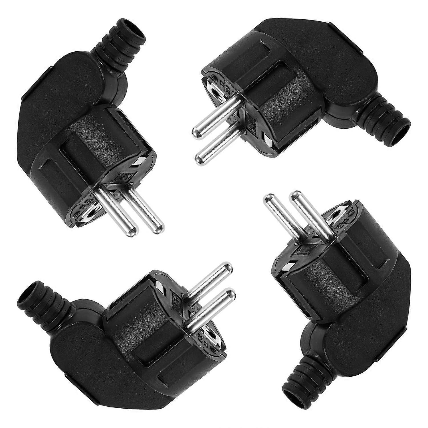 4pcs 250V 16A Male Electrical Socket Corner Socket Grounded Electrical Socket Protection Black