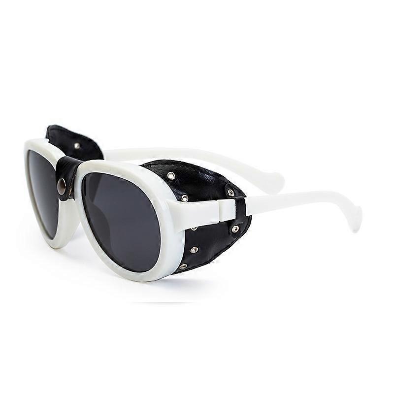 Oversized Men Polarized Sunglasses For Women Luxury Brand Design Round Steampunk Leather Eyeglasses Vintage Oculos UV400 Gafas