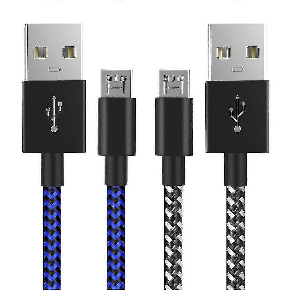 Ps4 Controller Charger Charging Cable 10ft 2 Pack Nylon Braided Extra Long Micro Usb 2.0 High Speed Data Sync Cord Compatible For Playstaion 4, Ps4 Sl