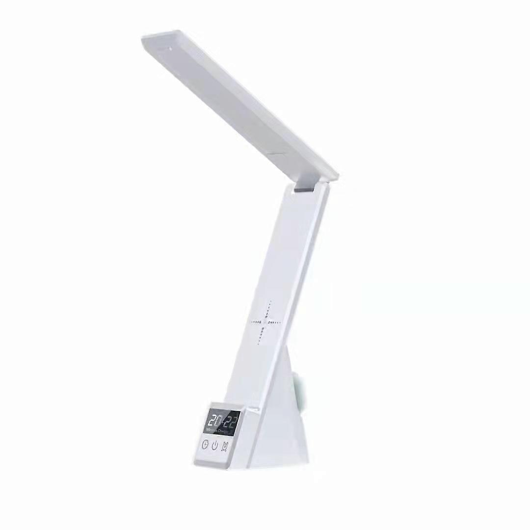 Multi-Functional Desk Lamp with Clock and Phone Stand, Adjustable Brightness, USB Charging, Modern Design