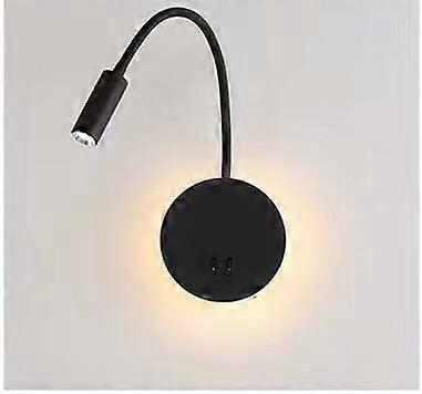 3+8W LED Lampe de chevet pour lire LED Lampe de lecture de Cygne Flexible (noir) Applique murale Liseuse LED avec interrupteur Blanc chaud 3000K Moder