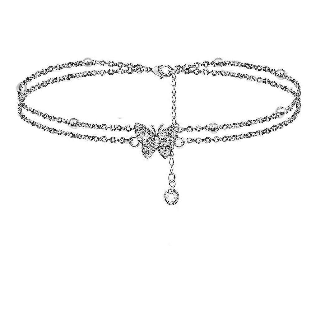 ビーズハートアンクレット女性のためのかわいい足首のブレスレット女性のためのゴールドシルバーアンクレットビーチフットチェーン