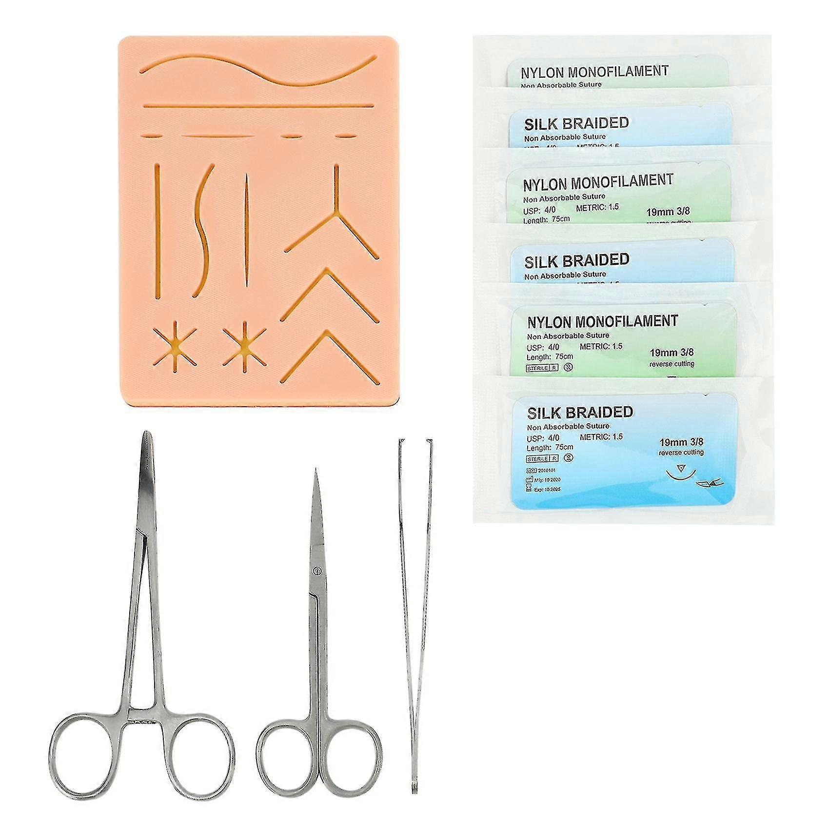 Suture Training Kit,skin Operate Suture Practice Model Training Pad Needle Scissors Tool Kit Teachi