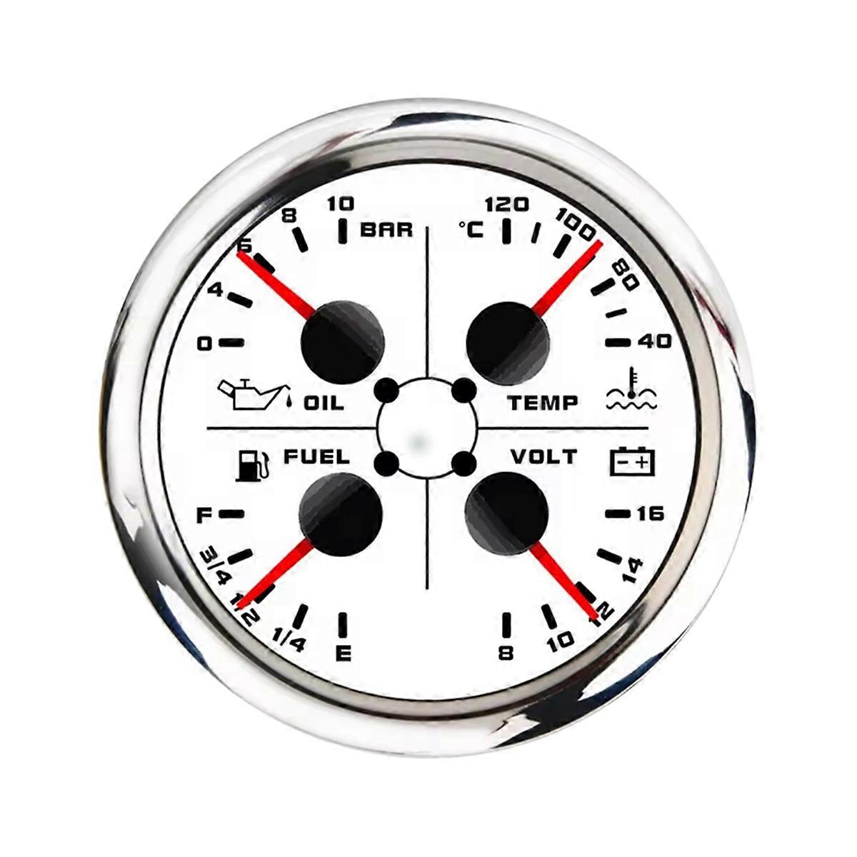 Medidor Multifuncional 4-em-1 de 85mm com Medidor de Nível de Combustível 0-190ohms/240-33ohms Temp de Água Prensa de Óleo Voltímetro C