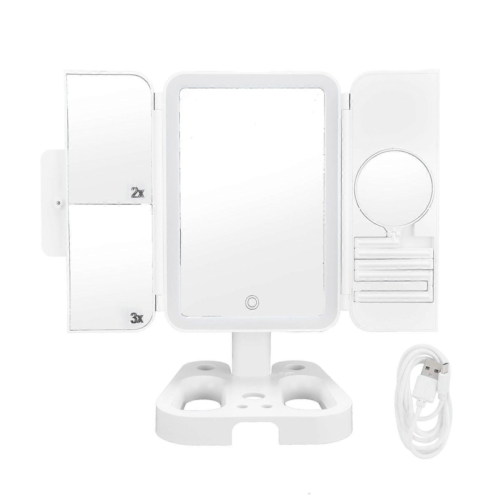 Make Up Mirror LED Fill Light 3 Color Lighting Modes Touch Control Wide Angle of View USB Battery Dual Power Supply Mirror