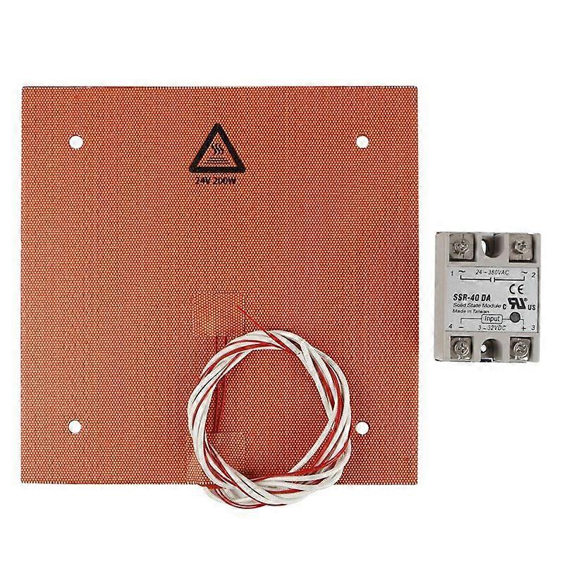 235X235mm 24V 200W Silicone Heater 3D Printer Heater Heatbed Pad with Solid State Relay for 3D Printer Parts