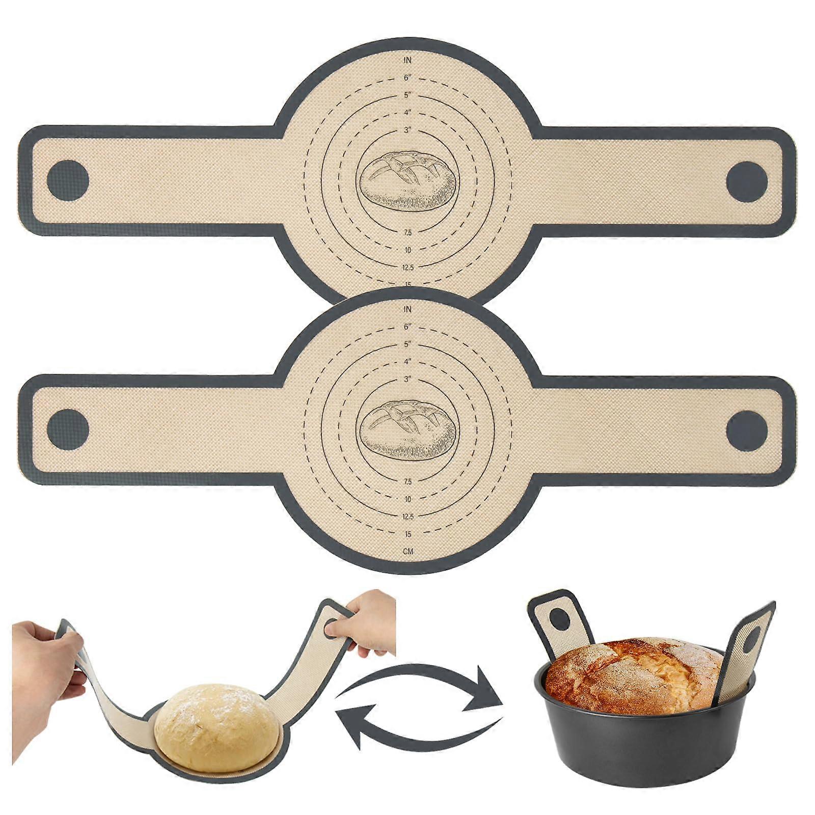 2Pcs silicone bread sling for Dutch oven reusable non - stick mat with long handle for sourdough baking accessories