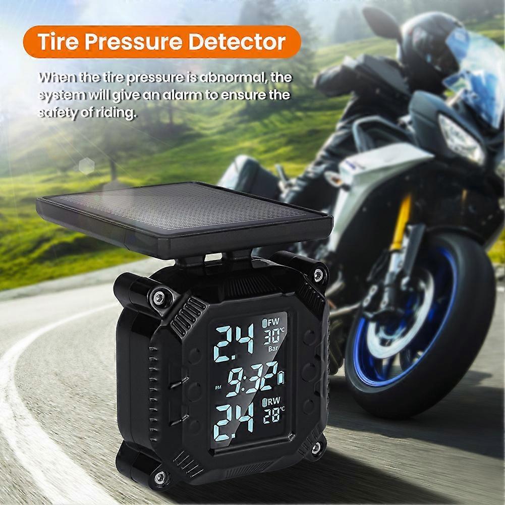 Solar Wireless Tire Pressure Monitor Motorcycle Tire Pressure Detector Monitoring System TPMS Detect