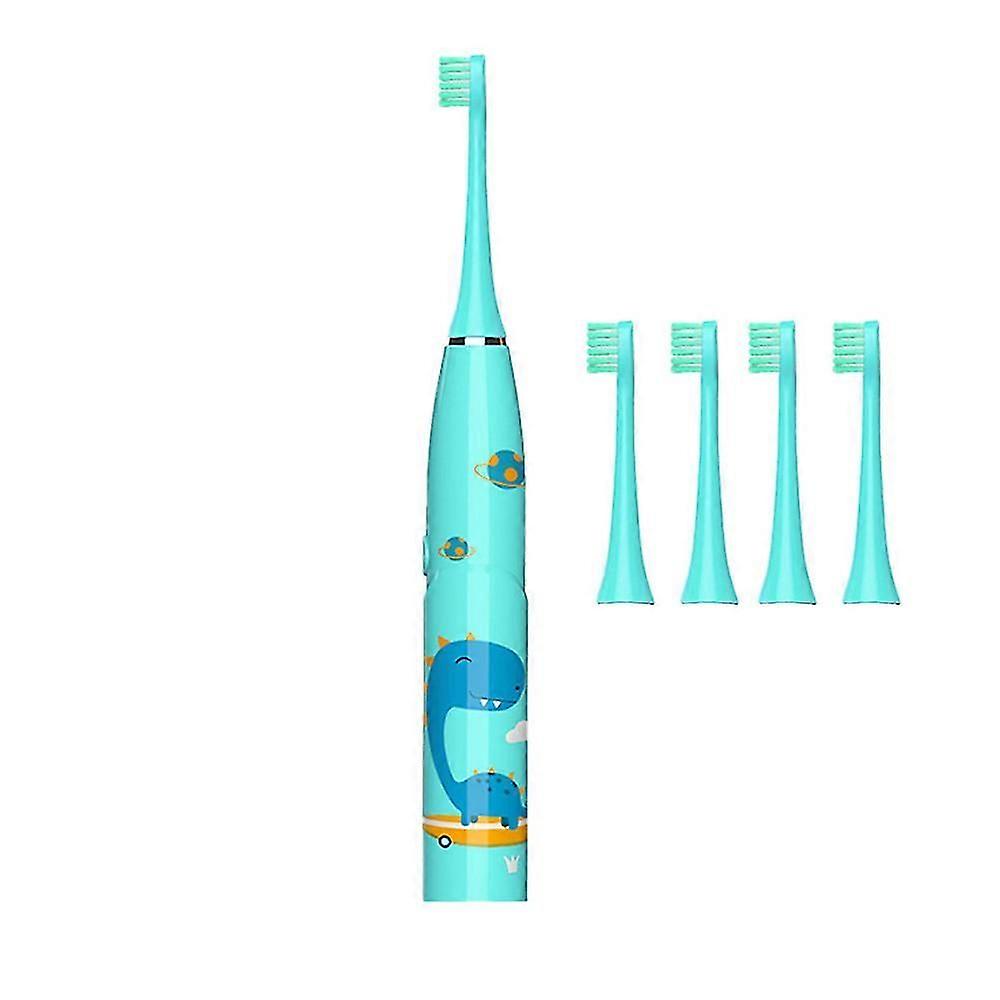 Kids Electric Toothbrushes With 4 Brush Heads, 3 Modes With Memory, Ipx7 Waterproof, 2 Minutes Build-2-12Blue