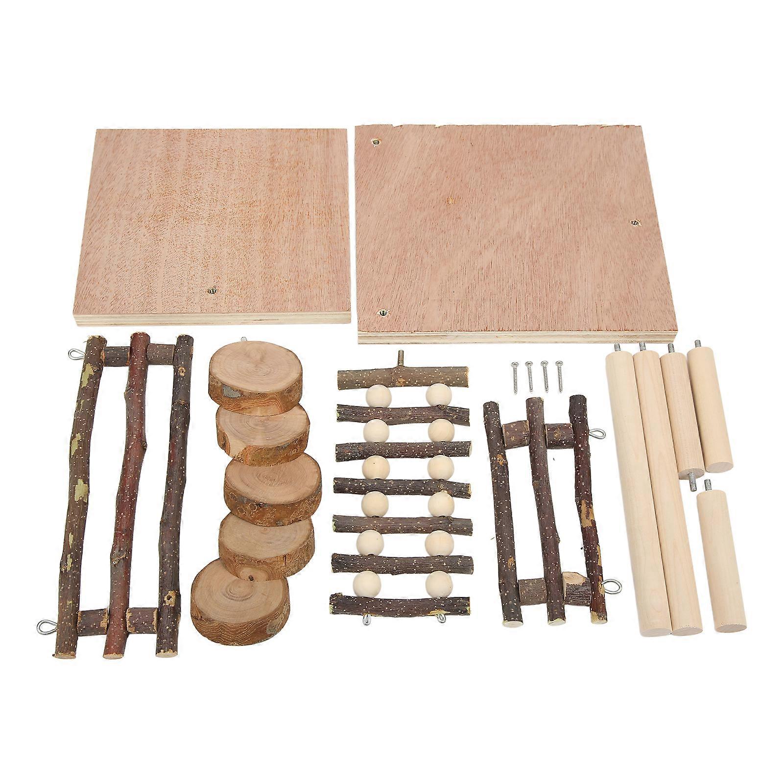 Hamster Climbing Platform 2 Layer Wooden Multi-Level Pet Habitat for Syrian Hamsters and Small Pets