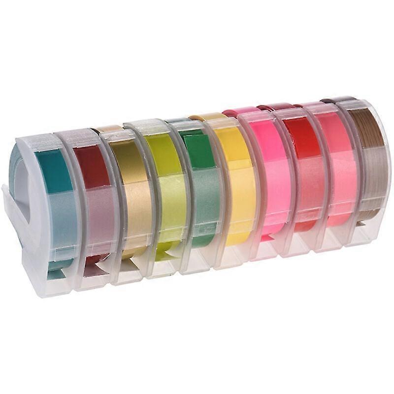 3D Plastic Embossing Label Tape Refill for DYMO 12965 1610 Label Maker with 3/8inch*9.8ft, 10 Rolls (Random Colors Delivery)