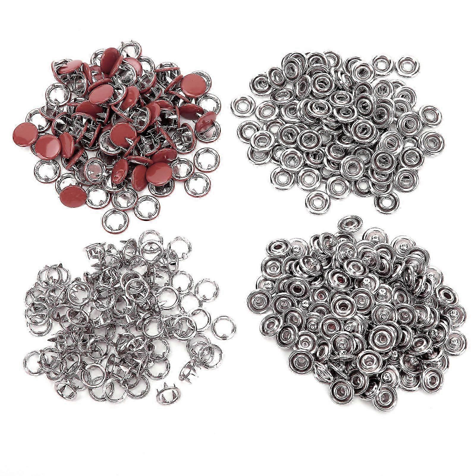 100 Set Snap Button Colorful Brass Prong Press Stud Sewing Fasteners with Installation ToolDark Purple