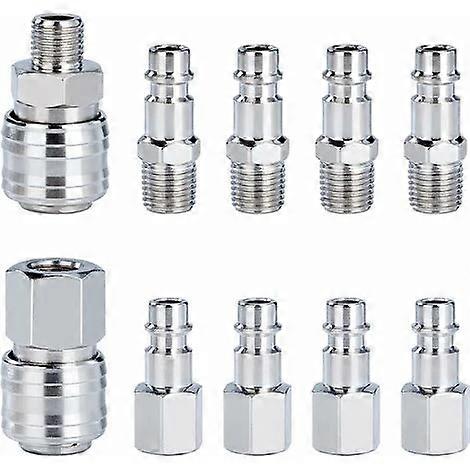High-Performance Standard Quick Connector, Quick Connect Kit for Air Compressors, Pneumatic Tools with Zinc Plated Corrosion Protection, Easy Connect