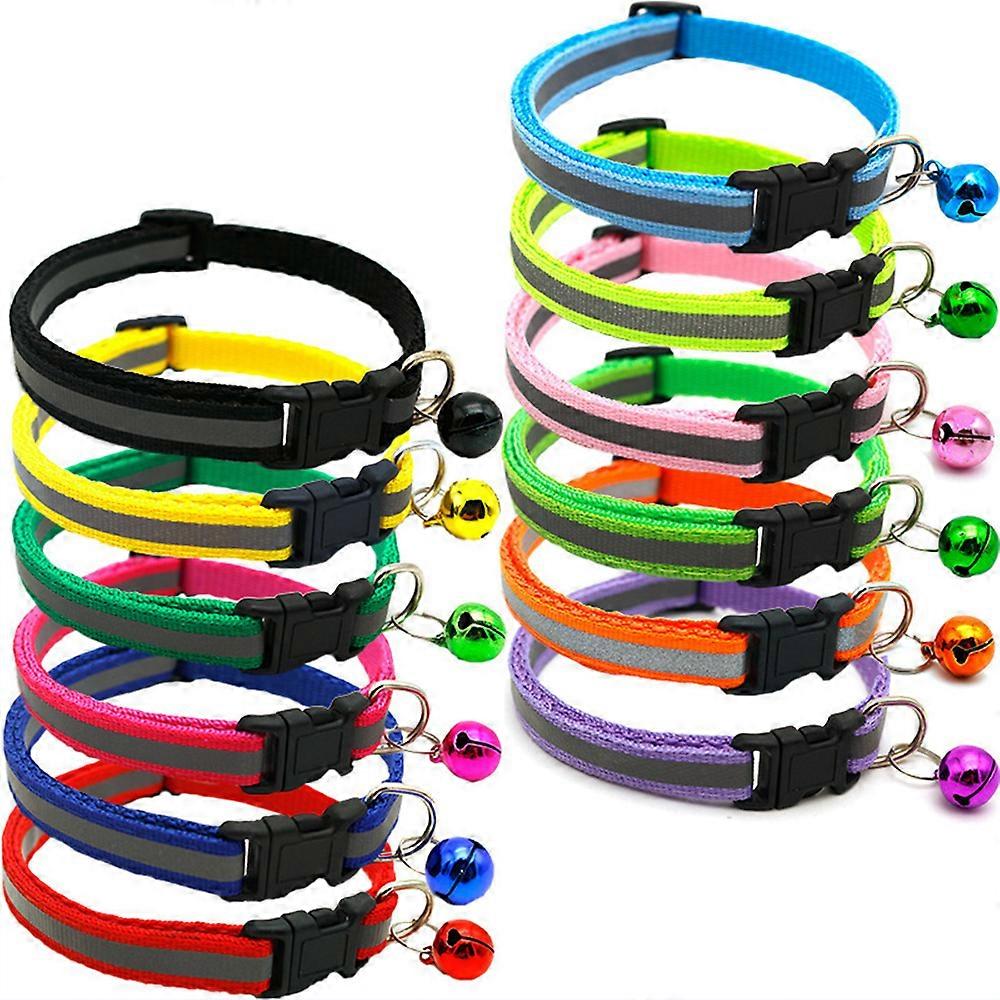 Adjustable Cat Collar, Reflective Pet Collars with Bell, Comfortable and Lightweight Nylon
