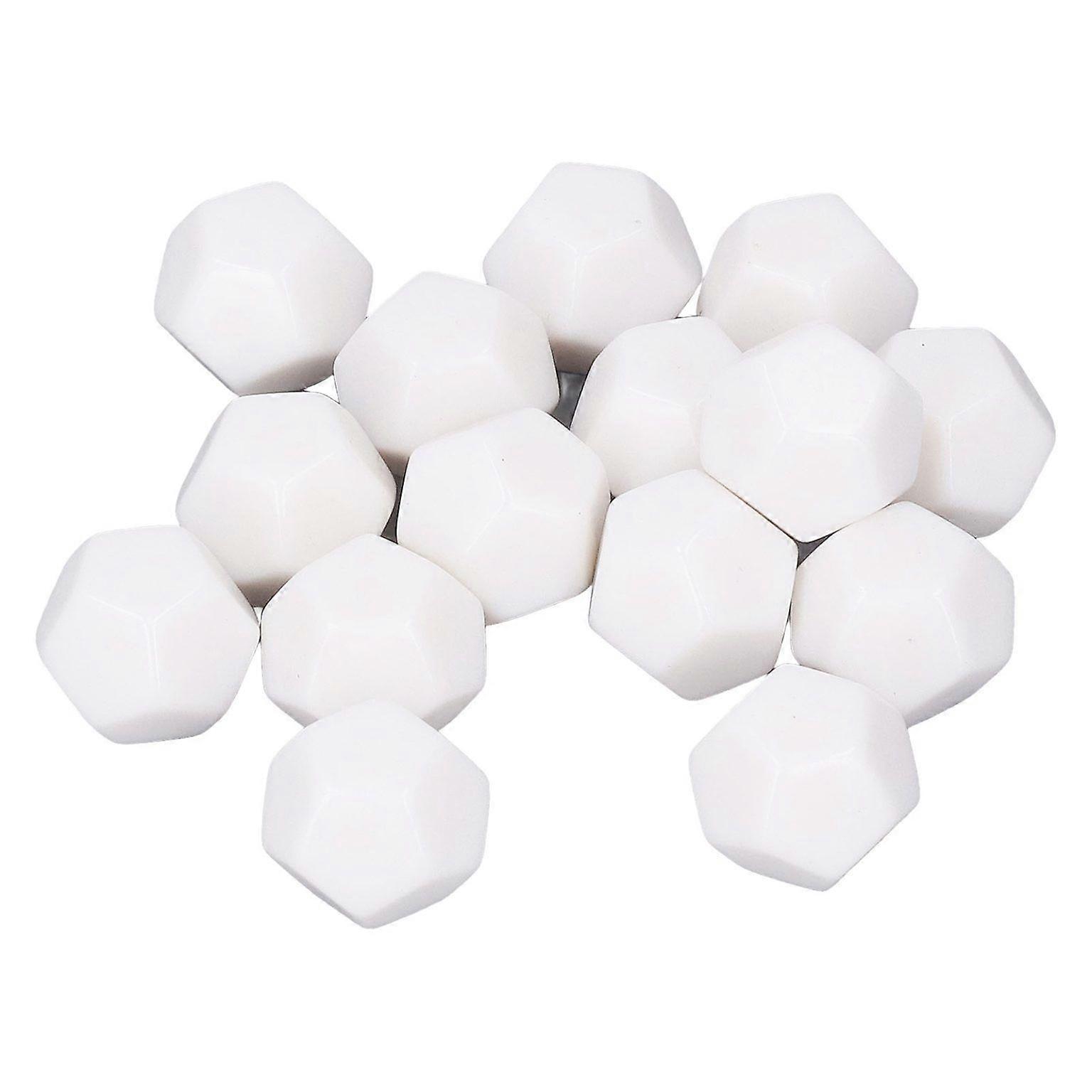 30PCS 12-Sided Blank White Dice - Plastic Write-On Teaching Cubes