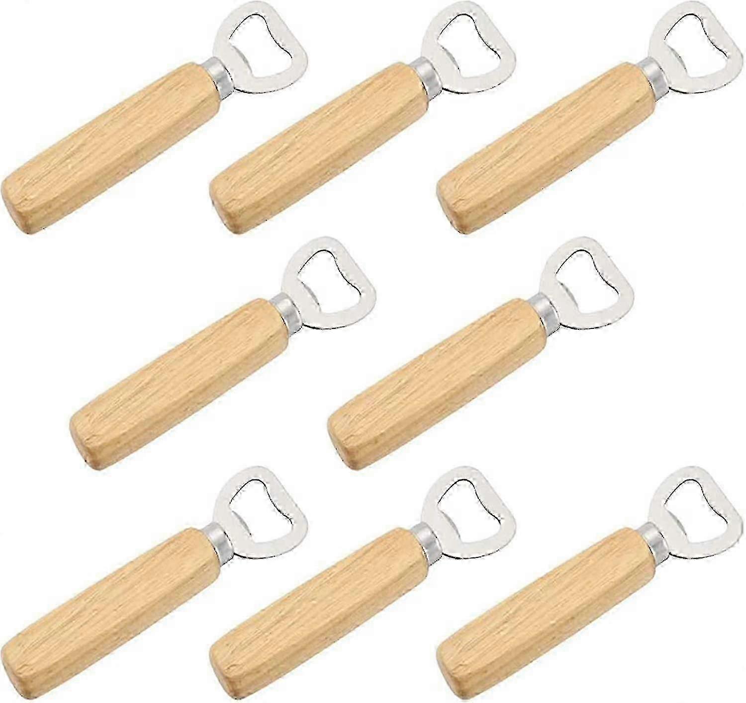 Apribottiglie da birra con manico in legno da 8 pezzi, apribottiglie con manico in legno, apribottiglie da birra con