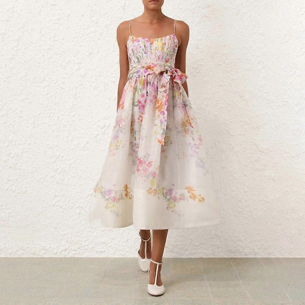 Zim Style Natura Corset Printed Linen Midi Dress