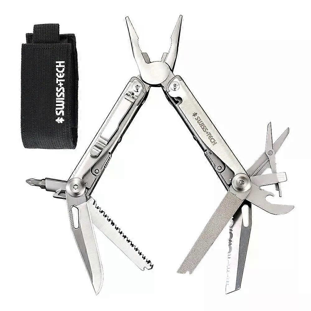 SWISS TECH 18 în 1 Clește pliabil portabil Unelte de mână multifuncționale cu cuțite EDC Multitool Pescuit în aer liber Consumabile de camping